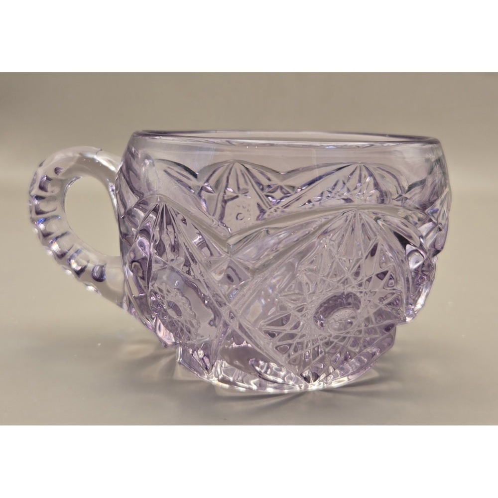 Lilac Crystal Cup Starburst Pattern. Hand Crafted 1990's (#19) - Picture 4 of 10